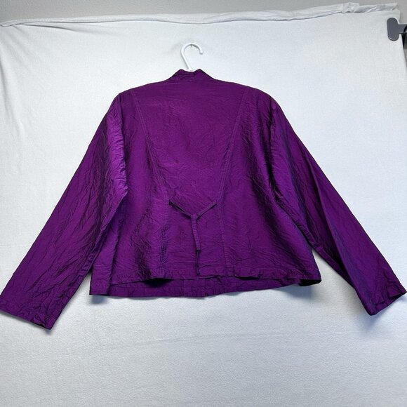 Eleven Stitch Design Silk Button Up Lightweight Jacket Size S Purple Lagenlook - Picture 2 of 13